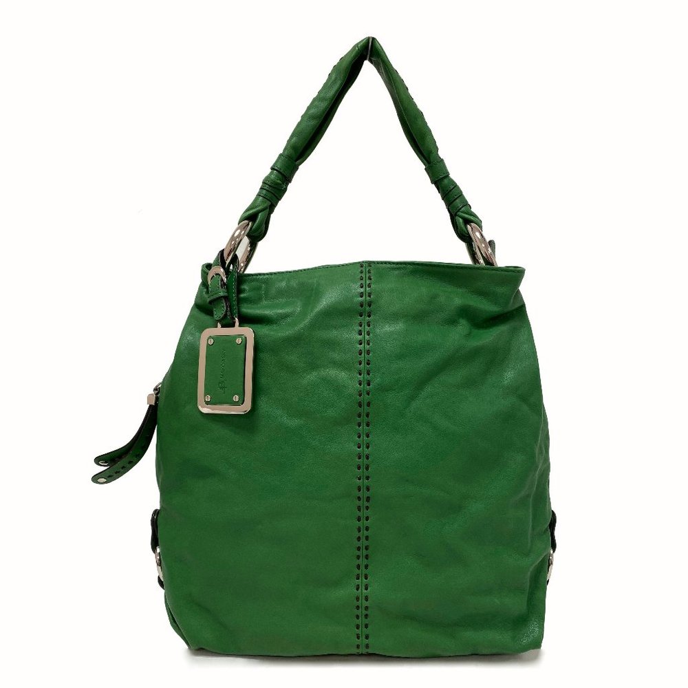 B.Makowsky Green Leather Shopper Tote